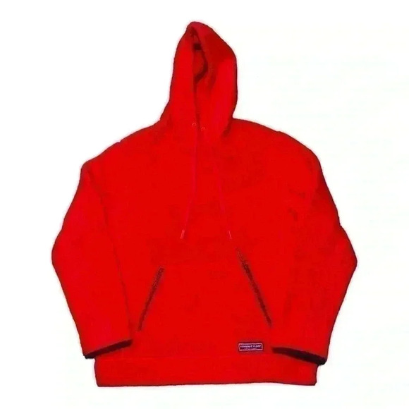 NWOT Vineyard Vines Sherpa hoodie nautical red men’s large - Picture 2 of 6